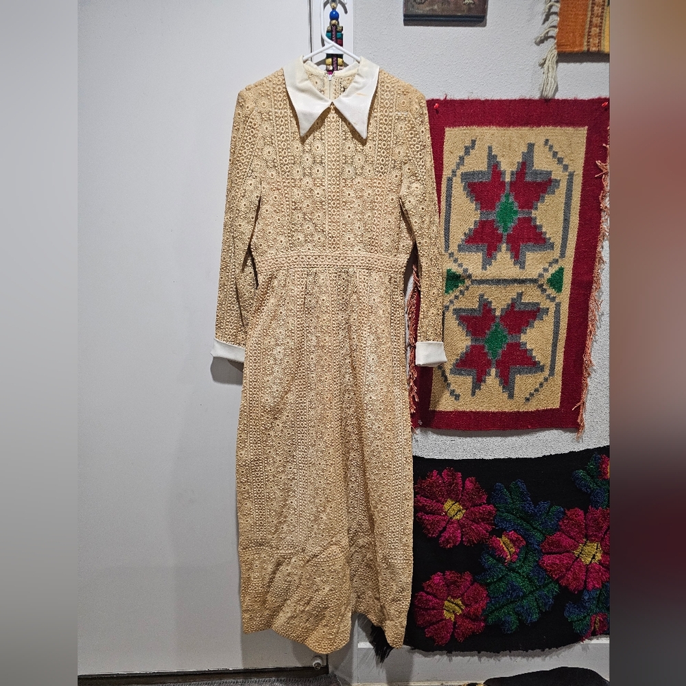 Chic Cream Lace Long Sleeve Dress